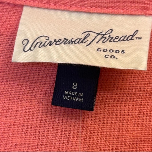 403. NWOT Universal Thread Coral Linen Blend Romper Size 8 - Picture 7 of 9